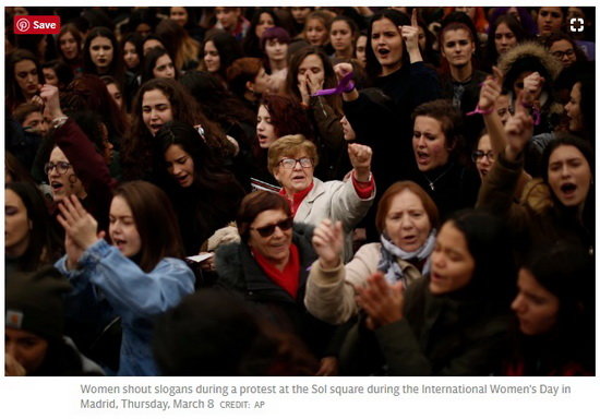 اعتراضات میلیونی زنان اسپانیایی در روز جهانی زن