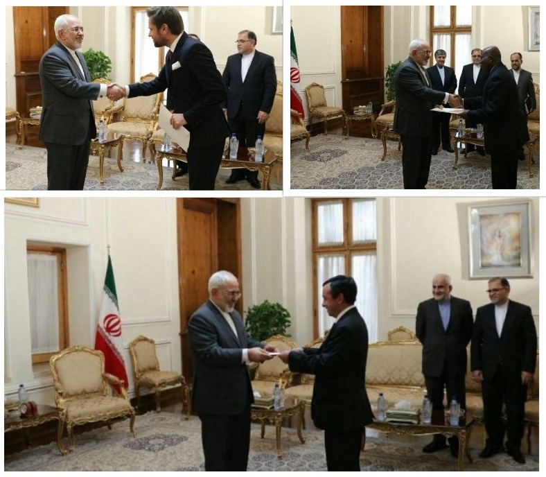سفیران سه کشور لهستان، غنا و شیلی رونوشت استوارنامه های خود را تقدیم ظریف کردند